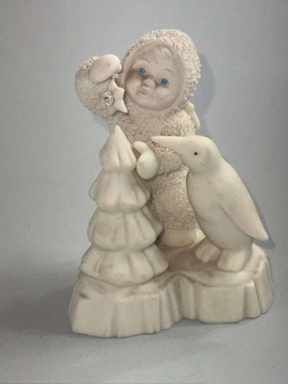 Department 56 Porcelain Figurine Christmas Penguin Snowbabies Make It Shine Vtg